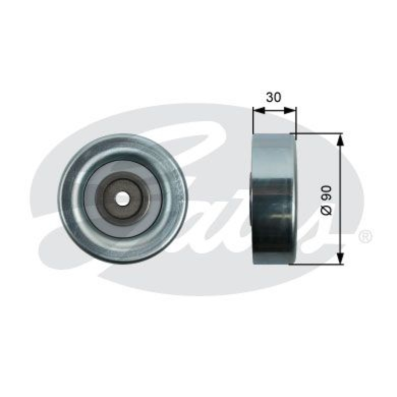 GATES Deflection/Guide Pulley, V-ribbed belt DriveAlign&reg;