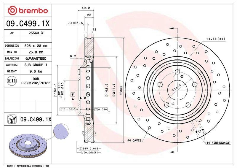 2x BREMBO Bremsscheibe XTRA LINE - Xtra