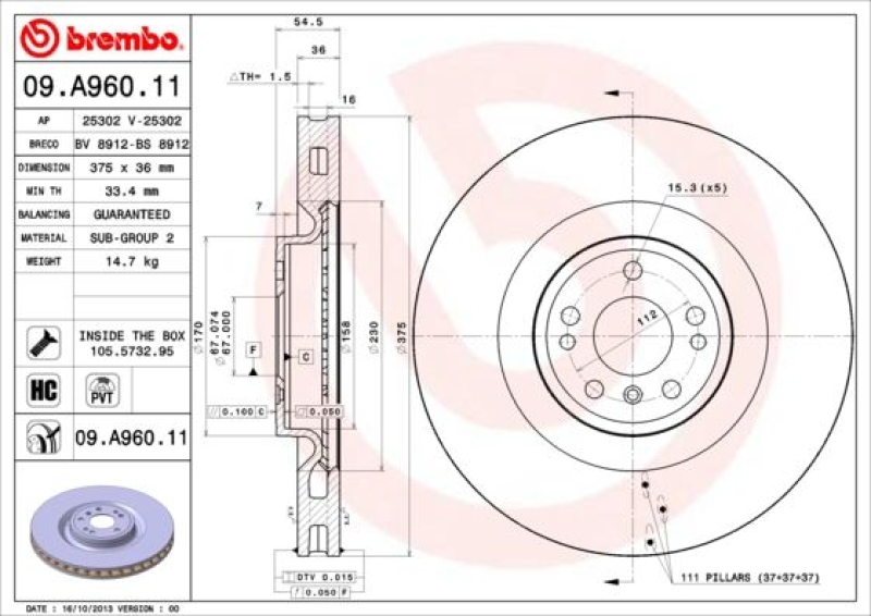 2x BREMBO Bremsscheibe PRIME LINE - UV Coated