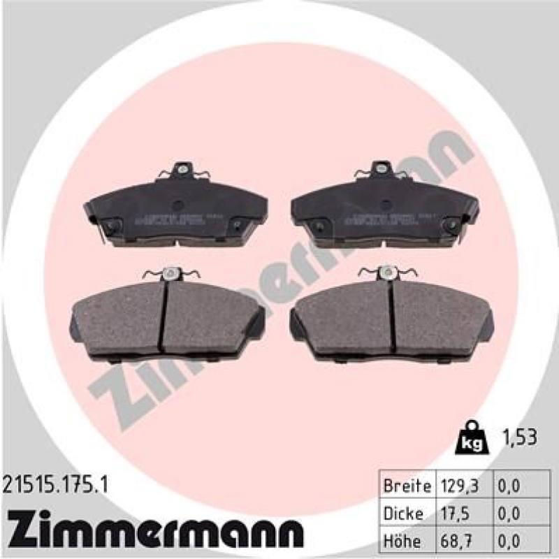 ZIMMERMANN Bremsbelagsatz, Scheibenbremse