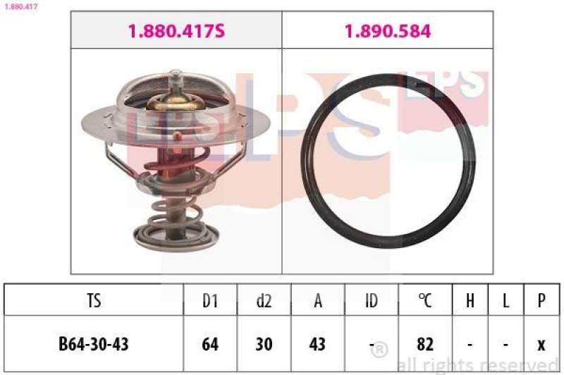 EPS Thermostat für Kühlmittel / Kühlerthermostat Made in Italy - OE Equivalent