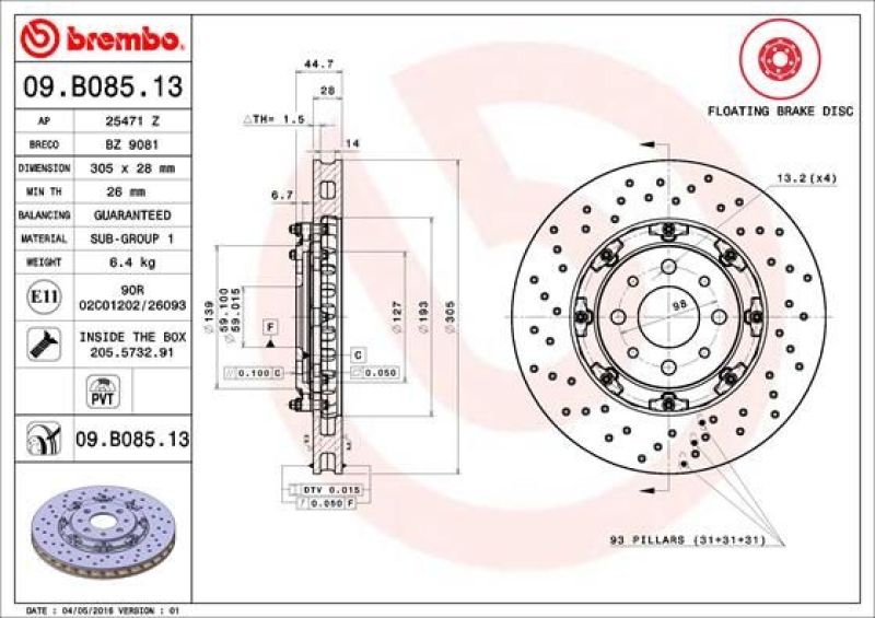 2x BREMBO Bremsscheibe PRIME LINE - Floating