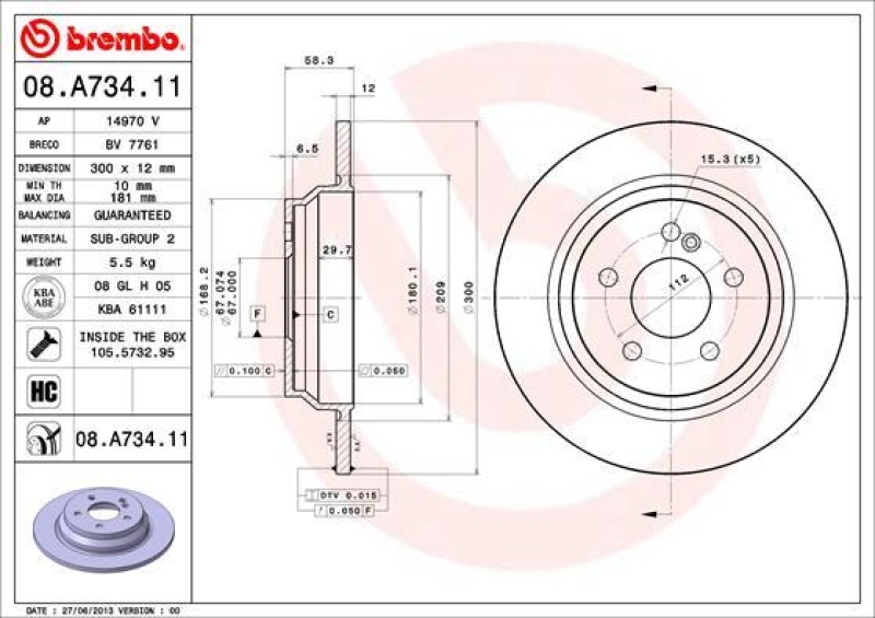 Brembo Bremsscheiben 300mm + Bremsbeläge Hinten passend für Mercede...