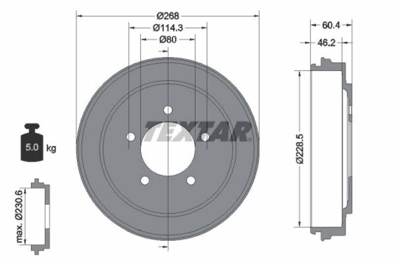 2x TEXTAR Bremstrommel