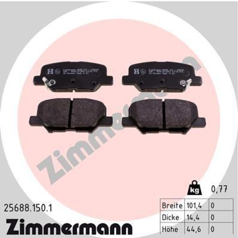 ZIMMERMANN Bremsbelagsatz, Scheibenbremse 25688.150.1