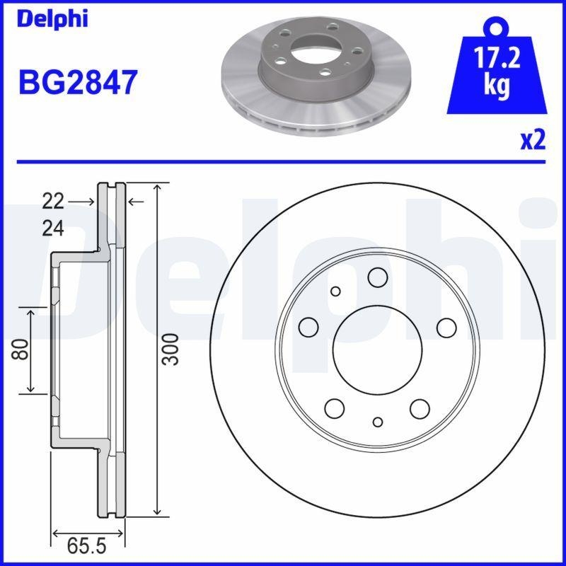 2x DELPHI Bremsscheibe BG2847