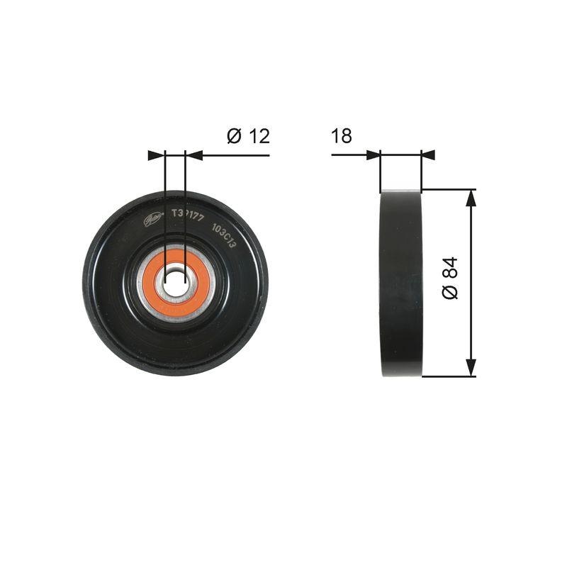 GATES Tensioner Pulley, V-ribbed belt DriveAlign®