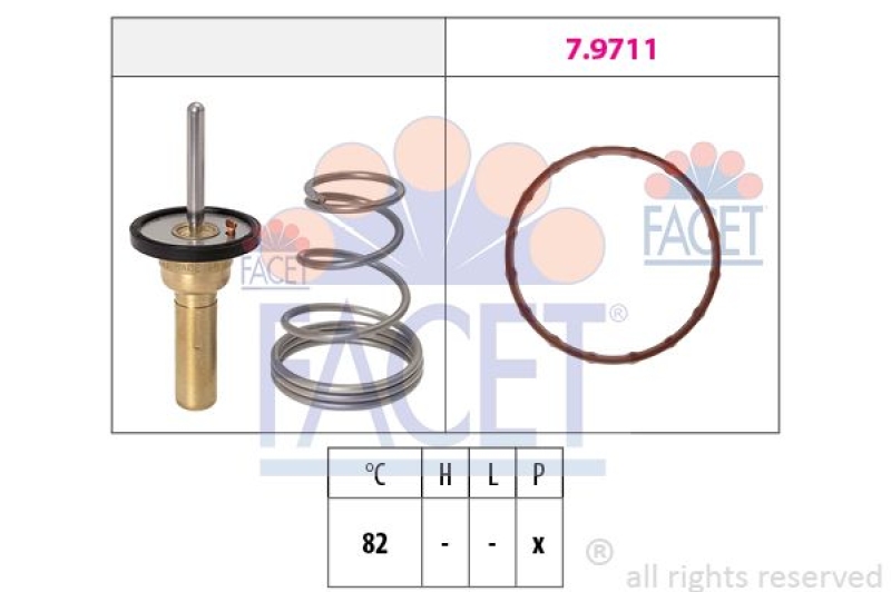 FACET Thermostat, coolant Made in Italy - OE Equivalent