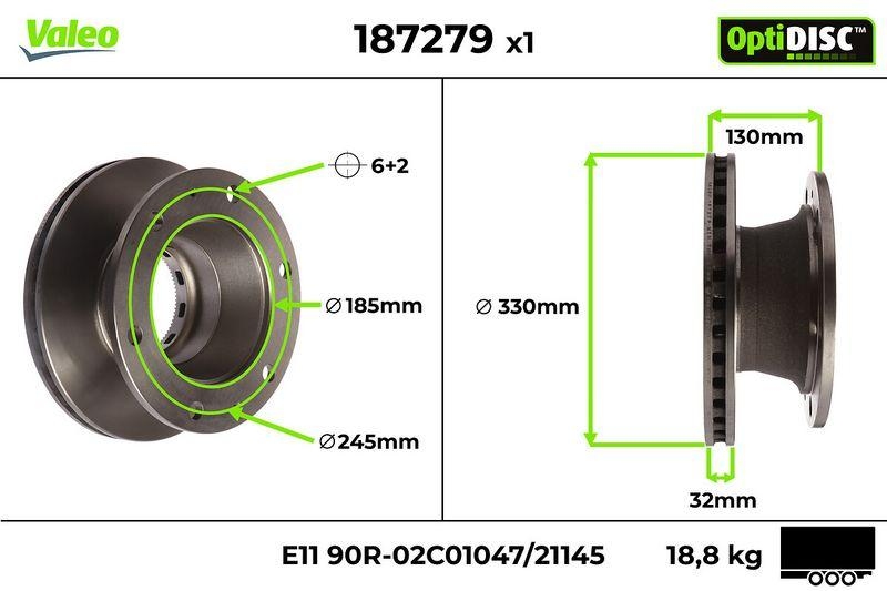 2x VALEO Bremsscheibe OptiDISC