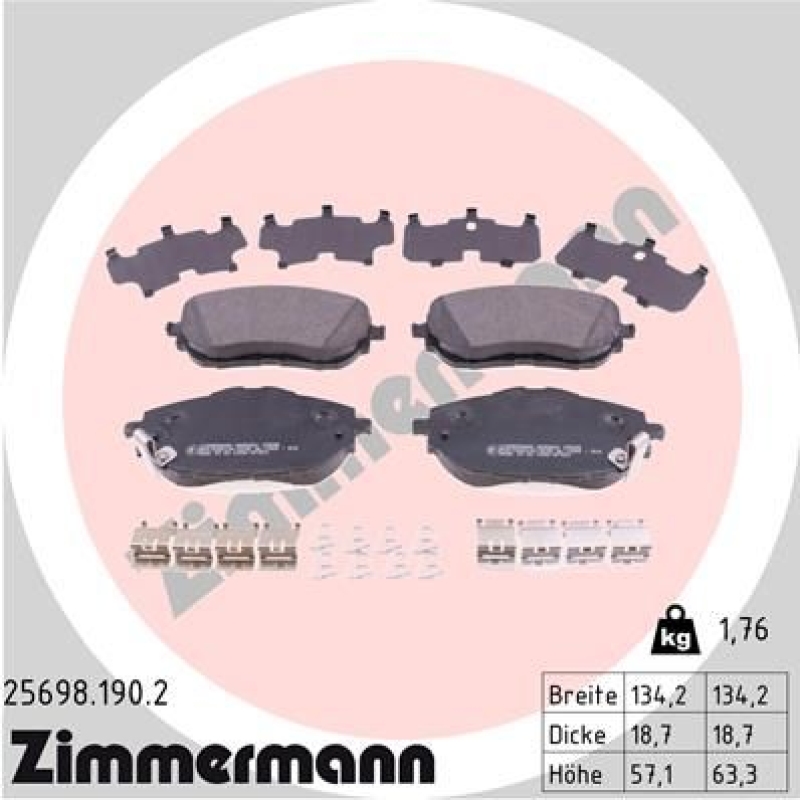 ZIMMERMANN Bremsbelagsatz, Scheibenbremse 25698.190.2