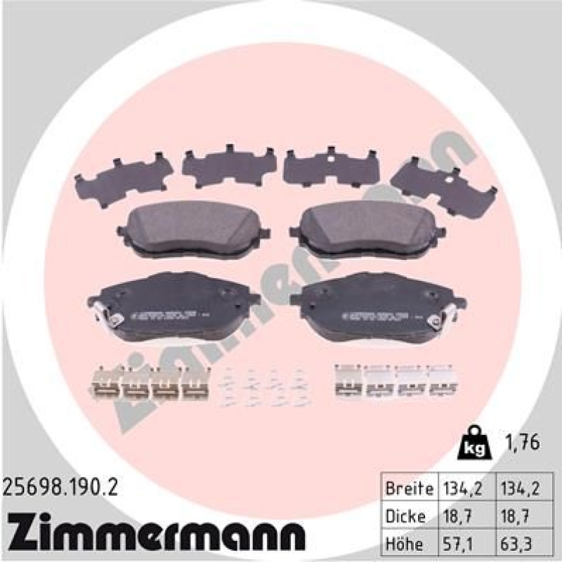 ZIMMERMANN Bremsbelagsatz, Scheibenbremse