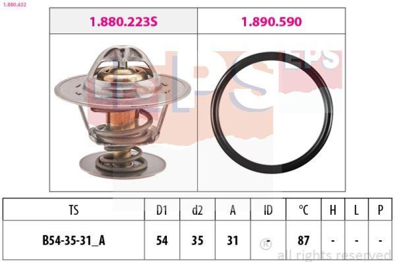 EPS Thermostat für Kühlmittel / Kühlerthermostat Made in Italy - OE Equivalent