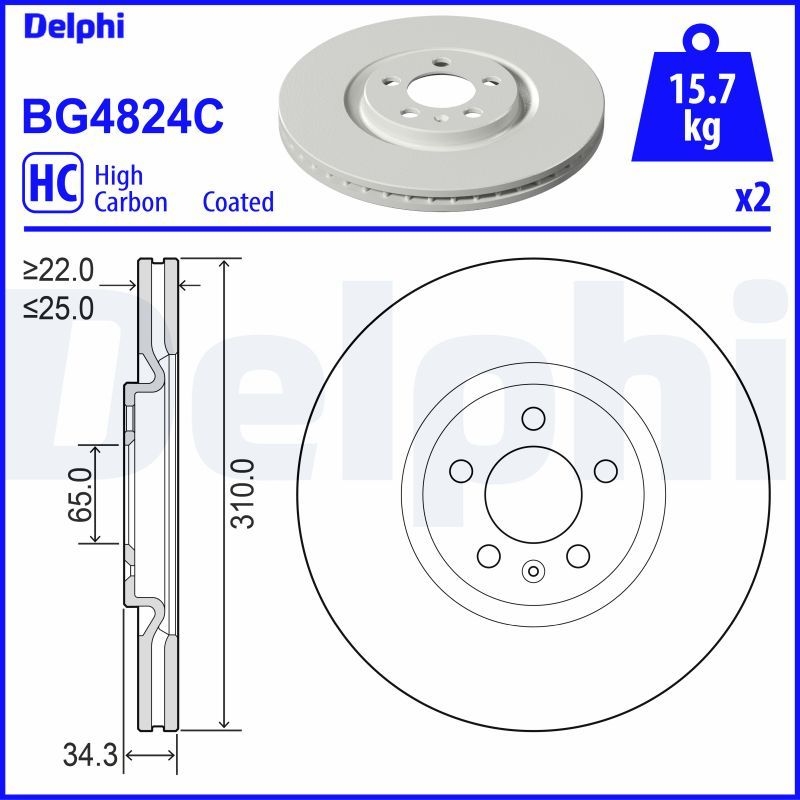 2x DELPHI Bremsscheibe