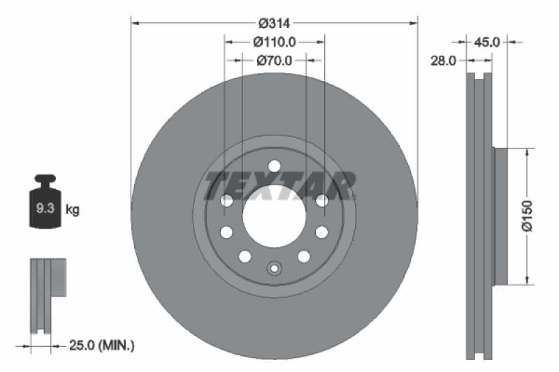 Textar Bremsscheiben + Beläge vorne hinten passend für Saab 9-3 Ope...