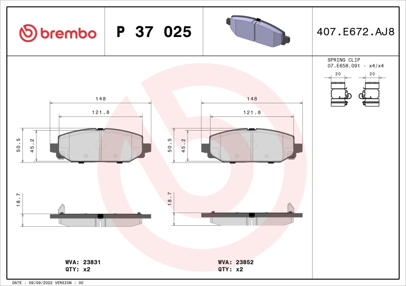 BREMBO Bremsbelagsatz, Scheibenbremse PRIME LINE