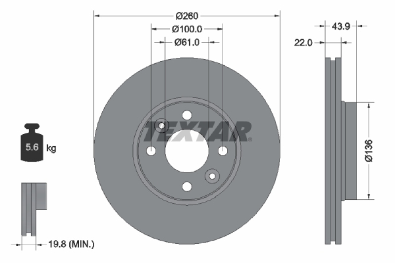 2x TEXTAR Brake Disc PRO