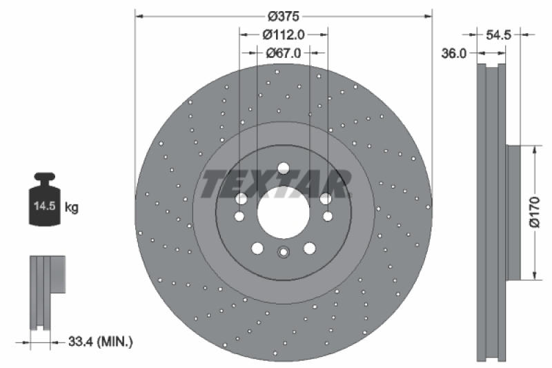 2x TEXTAR Bremsscheibe PRO+