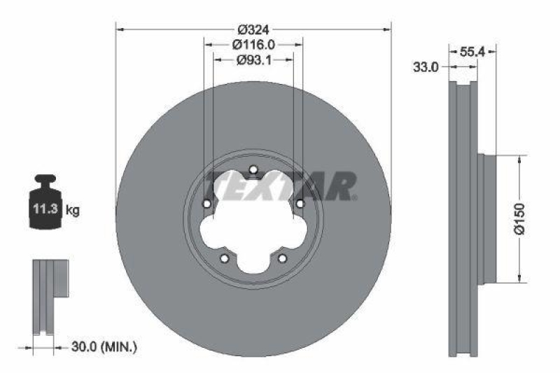 2x TEXTAR Bremsscheibe PRO