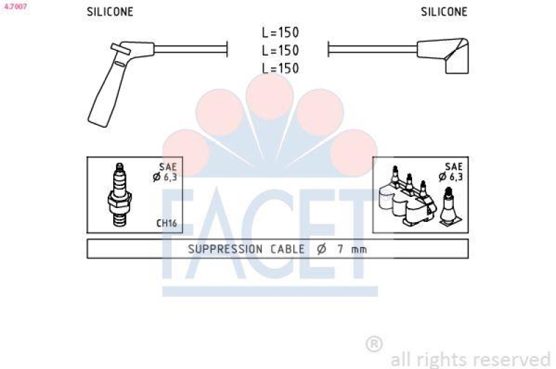 FACET Ignition Cable Kit Made in Italy - OE Equivalent