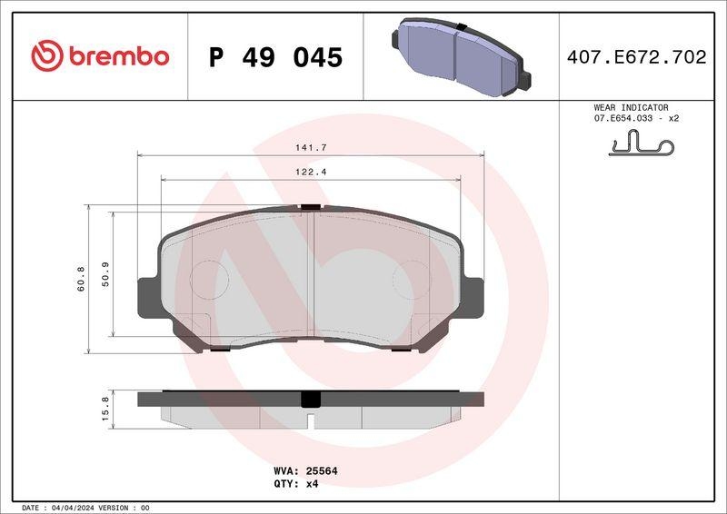 BREMBO Brake Pad Set, disc brake XTRA LINE
