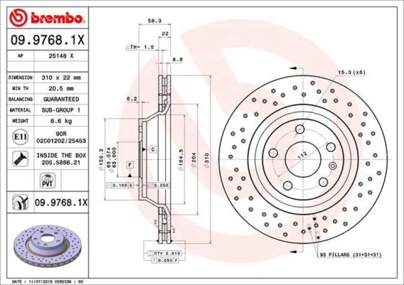 2x BREMBO Bremsscheibe XTRA LINE - Xtra