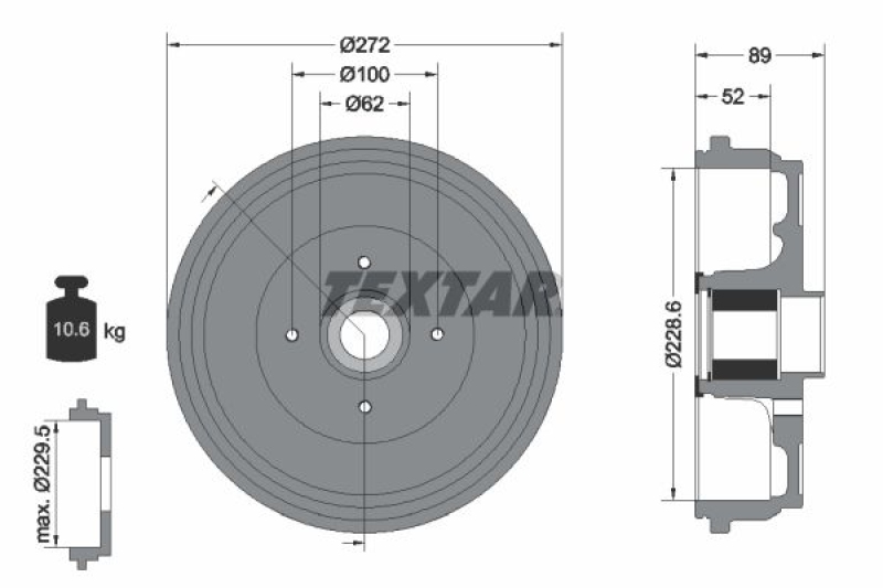 2x TEXTAR Bremstrommel