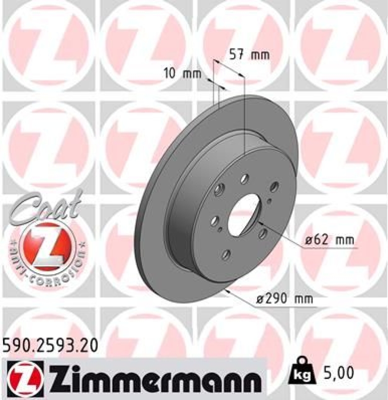 2x ZIMMERMANN Bremsscheibe COAT Z