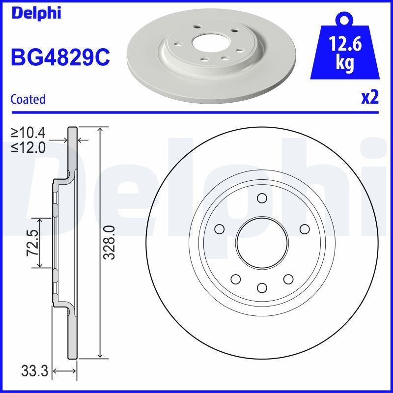 2x DELPHI Bremsscheibe BG4829C