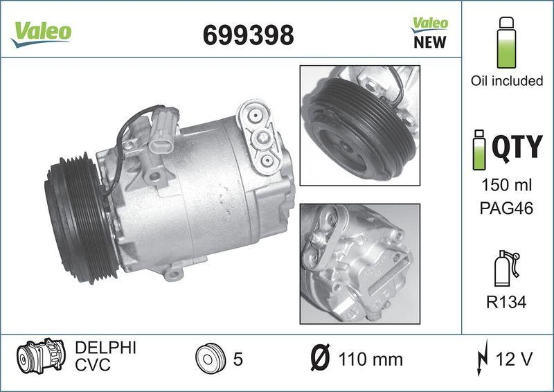 VALEO Kompressor, Klimaanlage VALEO CORE-FLEX 699398