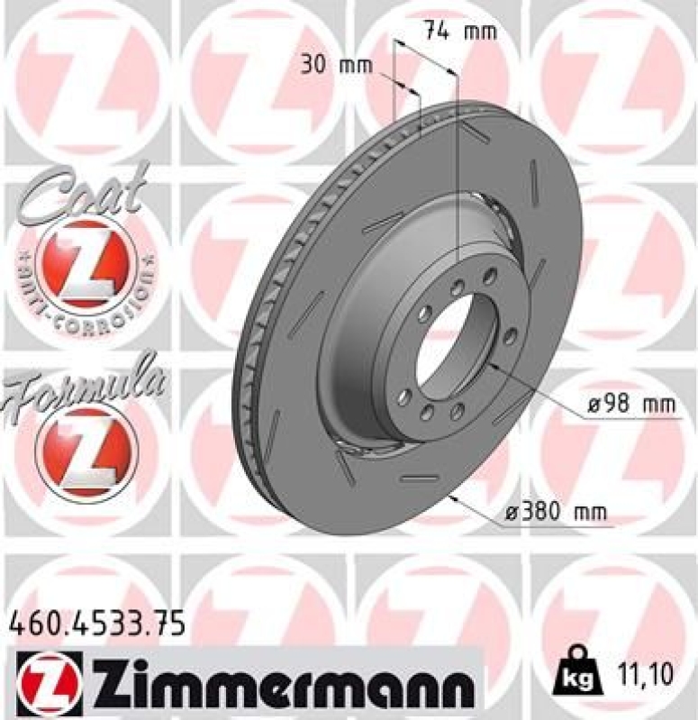 1x Zimmermann Bremsscheibe Formula Z Ø380mm Hinten rechts passend f&uu...