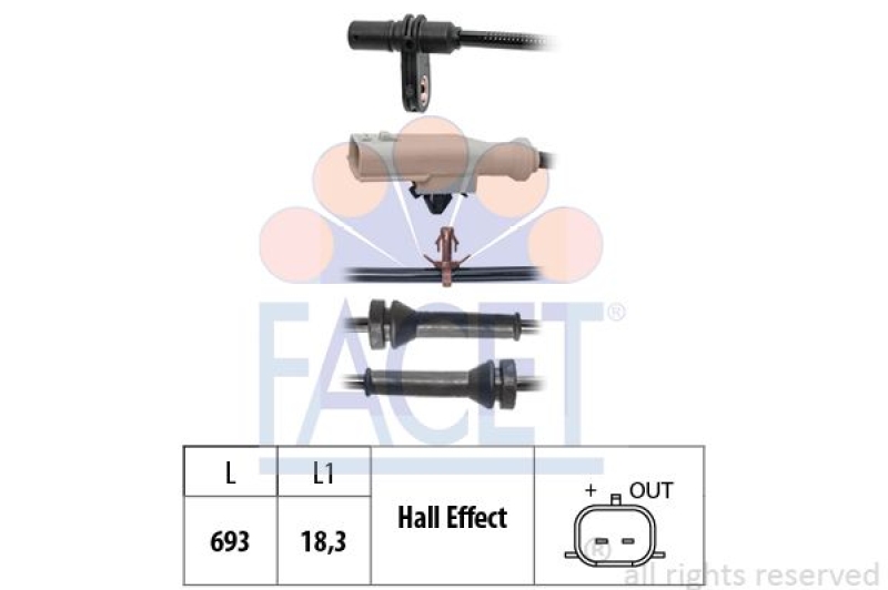 FACET Sensor, Raddrehzahl Made in Italy - OE Equivalent