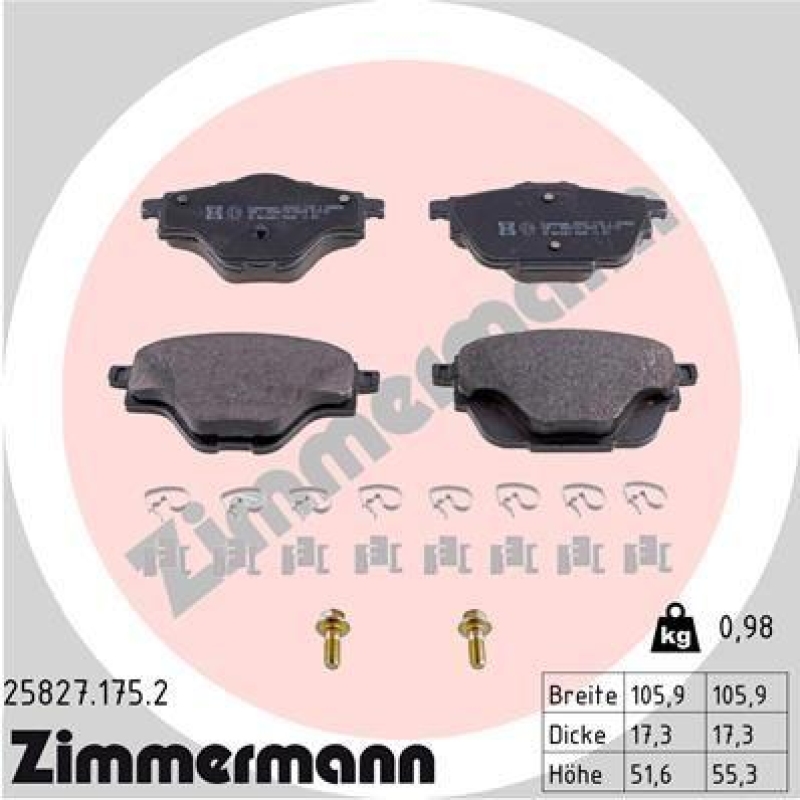 ZIMMERMANN Bremsbelagsatz, Scheibenbremse 25827.175.2