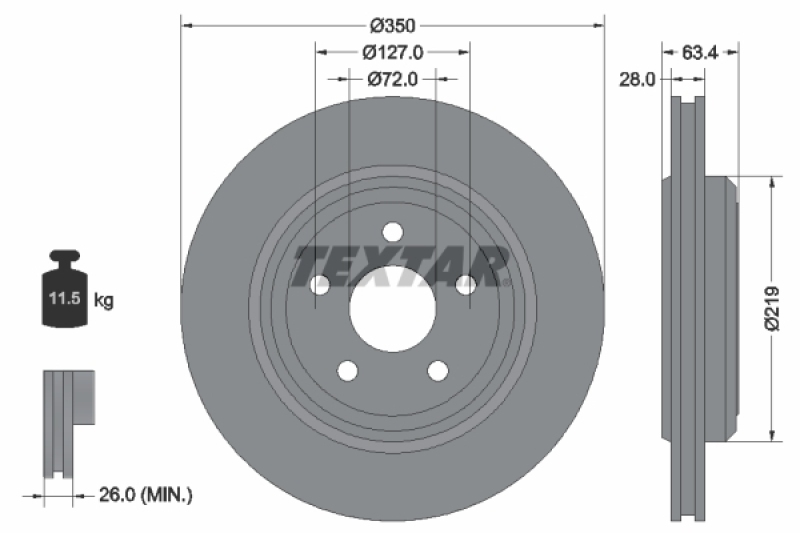 2x TEXTAR Bremsscheibe PRO