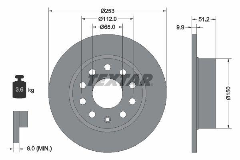 2x TEXTAR Bremsscheibe PRO 92120903