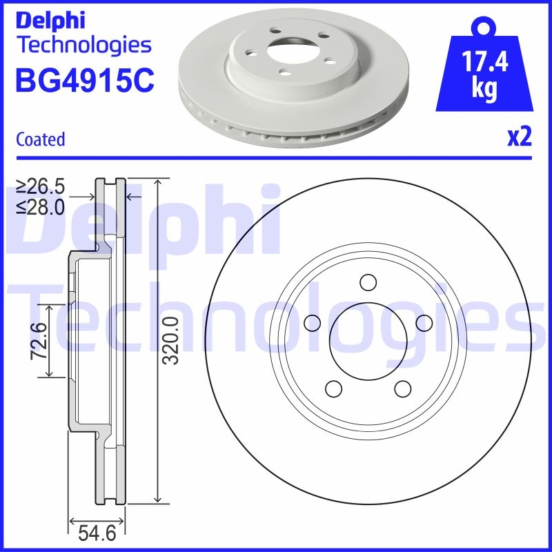 2x DELPHI Bremsscheibe