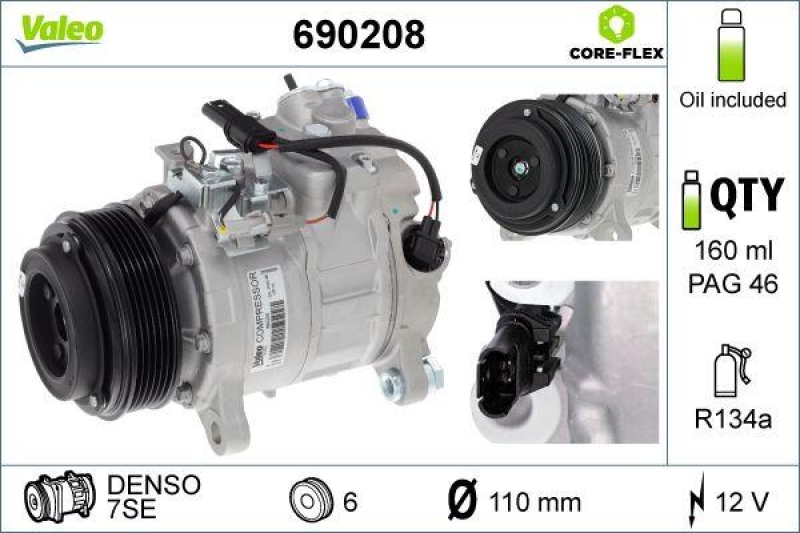 VALEO Kompressor Klimaanlage Klimakompressor 7SE passend für BMW 5er F10...