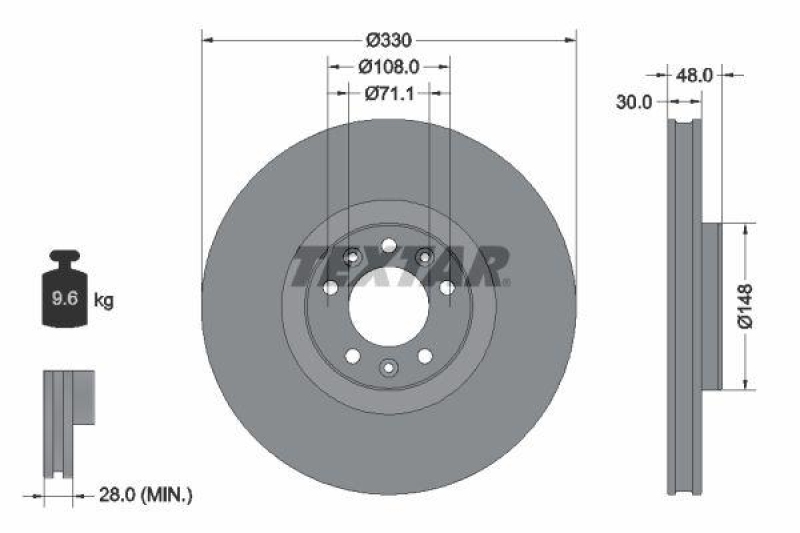 2x TEXTAR Bremsscheibe PRO 92283403