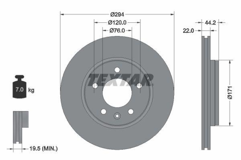 2x TEXTAR Bremsscheibe PRO 92121403