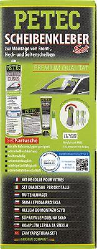 PETEC Scheibenkleber Set Frontscheibe Heckscheibe inkl. 2x 310ml Scheiben-Kleber