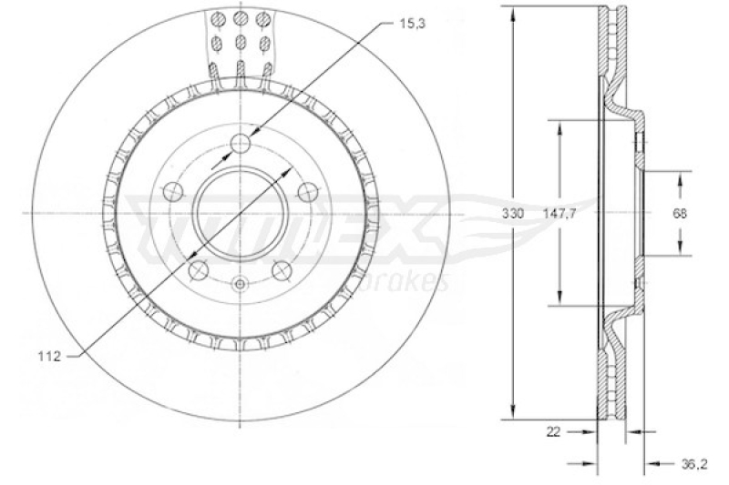 2x TOMEX Brakes Brake Disc