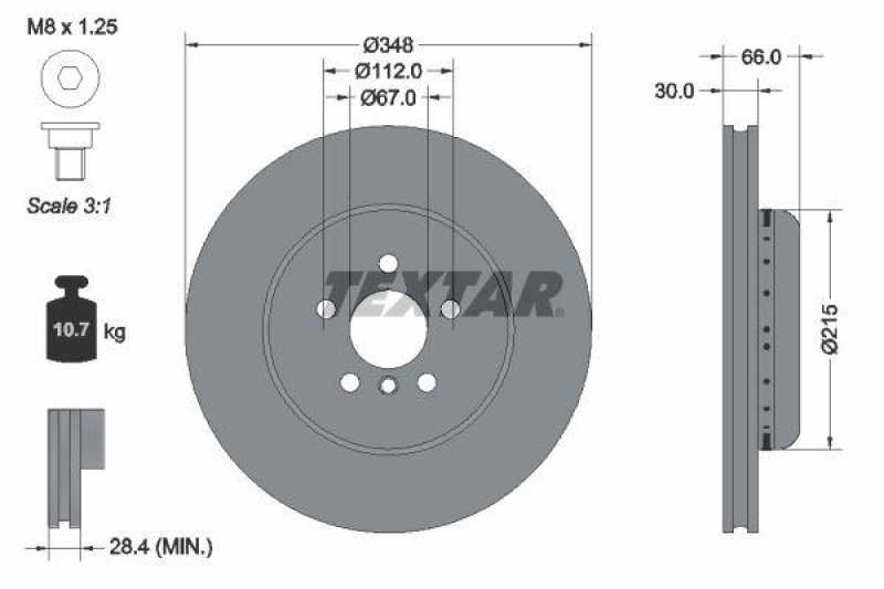 2x TEXTAR Bremsscheibe PRO+