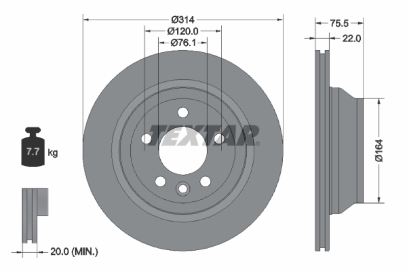 2x TEXTAR Brake Disc PRO