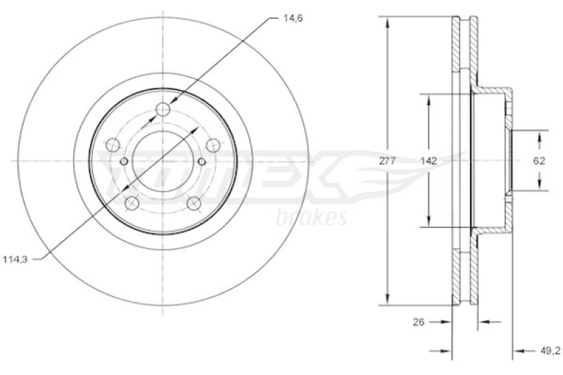 2x TOMEX Brakes Bremsscheibe