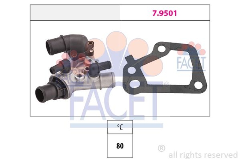 FACET Thermostat, coolant Made in Italy - OE Equivalent