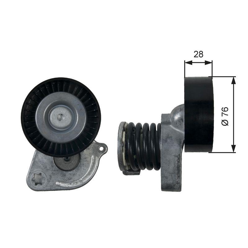 GATES Tensioner Pulley, V-ribbed belt DriveAlign®