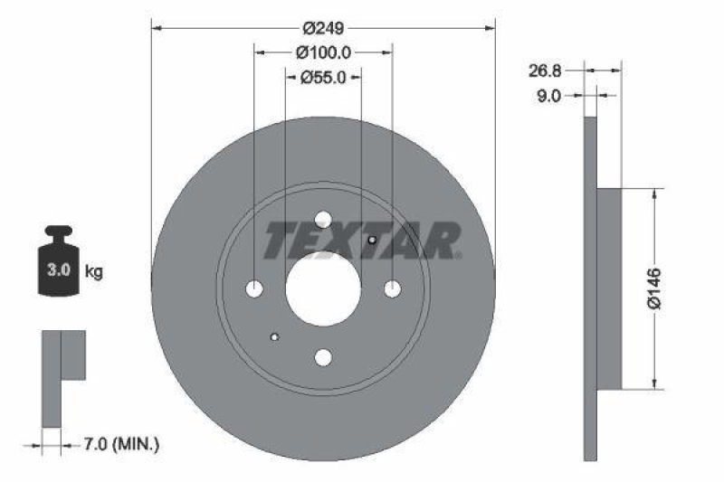 2x TEXTAR Bremsscheibe PRO