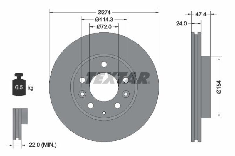 2x TEXTAR Bremsscheibe 92110400