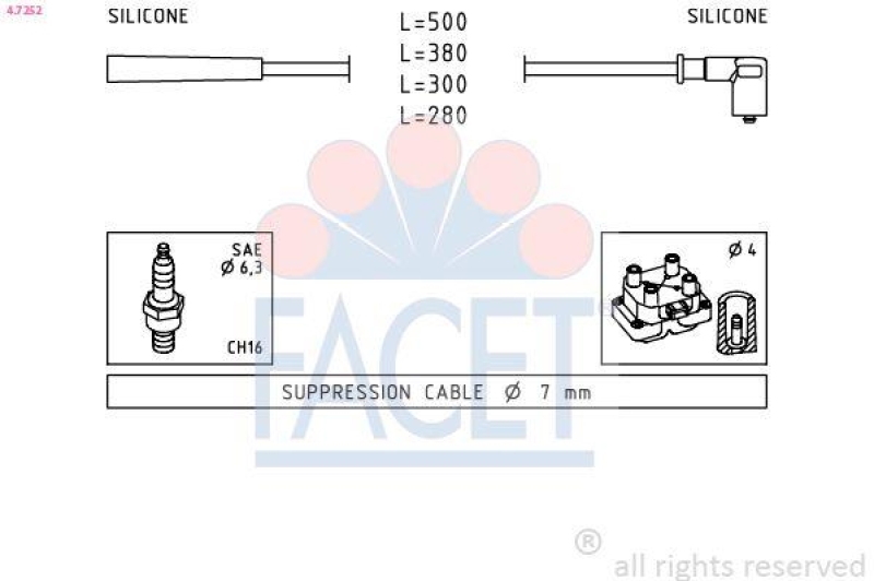 FACET Ignition Cable Kit Made in Italy - OE Equivalent