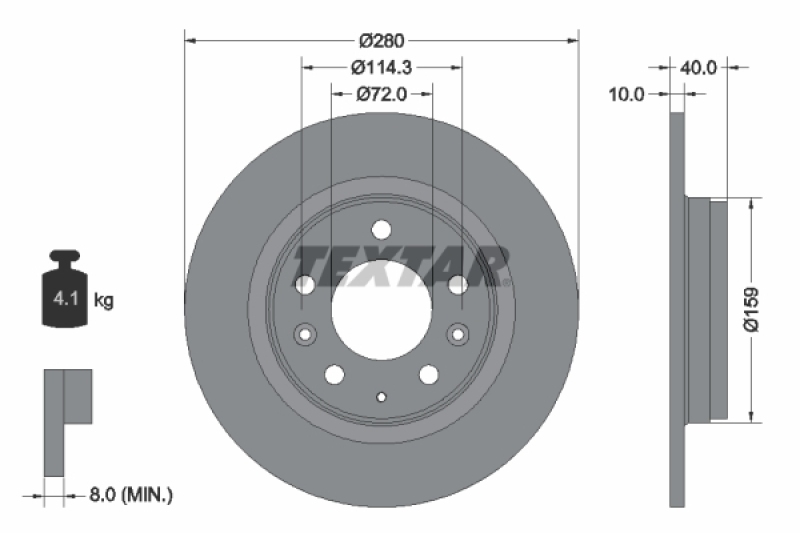 2x TEXTAR Bremsscheibe PRO 92125603