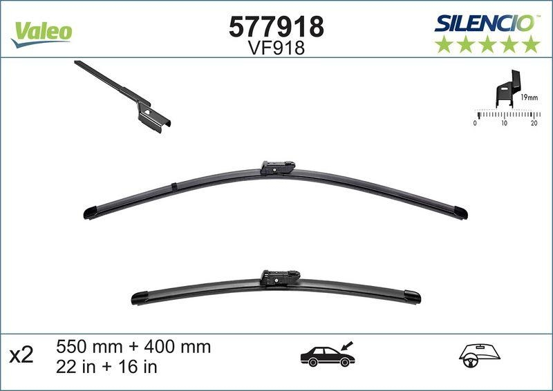 VALEO SILENCIO 574663 Ruitenwisser 650, 350 mm Voor, Flat